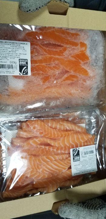 Lamelles de saumon, barquette 500g ASC congelé